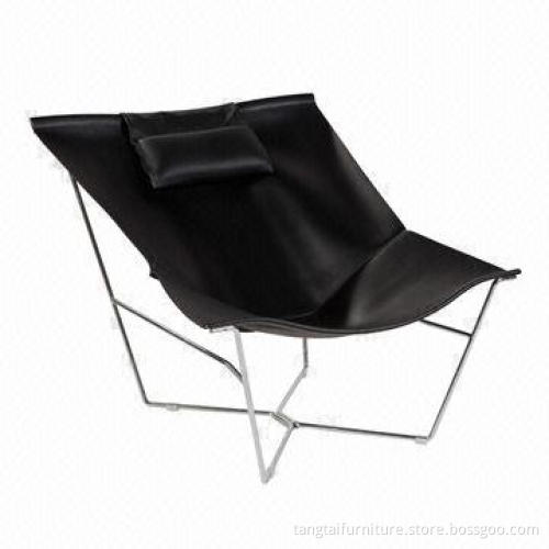Wide Chair for Leisure or Office, Made of Chrome Frame Material